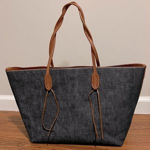 Ralph Lauren Denim Leather Tote Bag